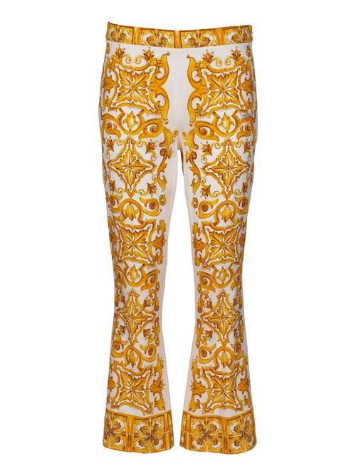 Trumpet trousers in Maiolica print silk charmeuse DOLCE & GABBANA | FTAG7THPABPHG3TN